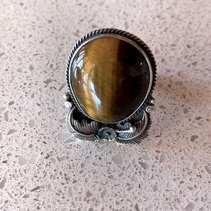 Navajo silver tiger eye ring 9